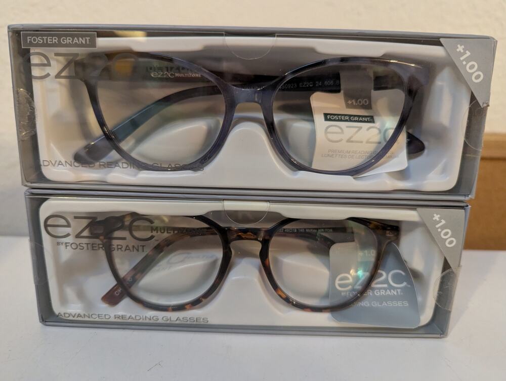 Foster Grant EZ2C Multizone Advanced Reading Glasses McKay MF & 606 BLU +1.00